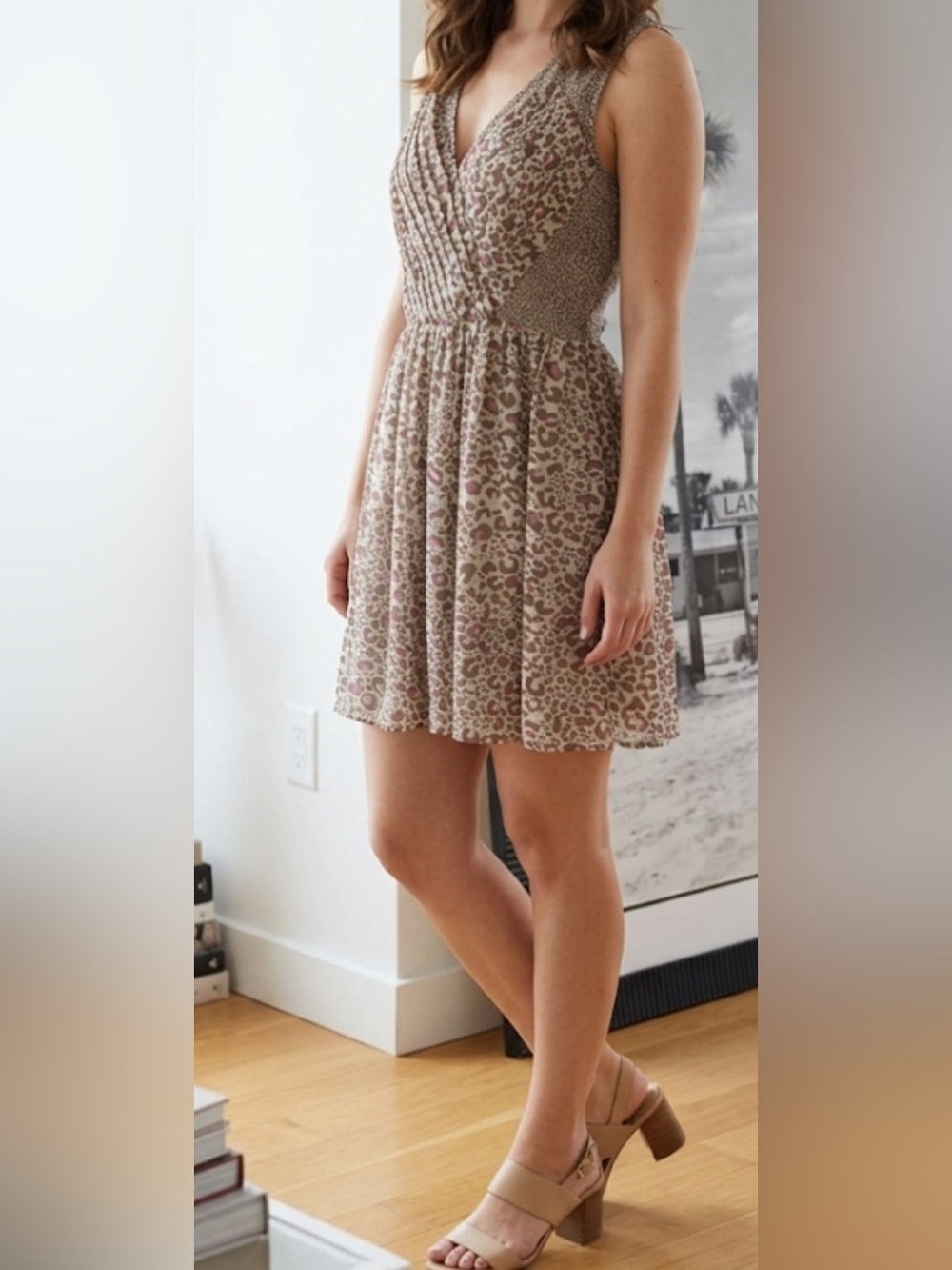 Soft Girl Aesthetic Armani Exchange Leopard Print Mini Dress Size 4